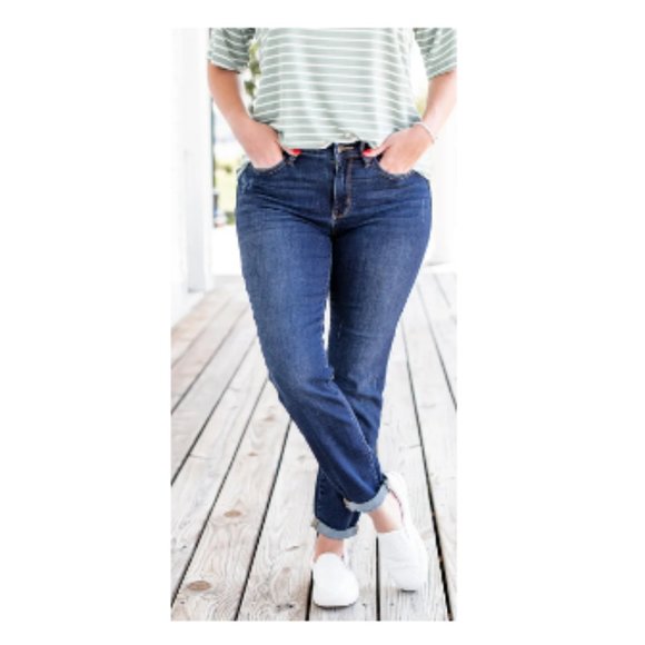 Plus/Reg Judy Blue Dark Tapered Slim Fit Jeans 2.0 - Picture 1 of 4